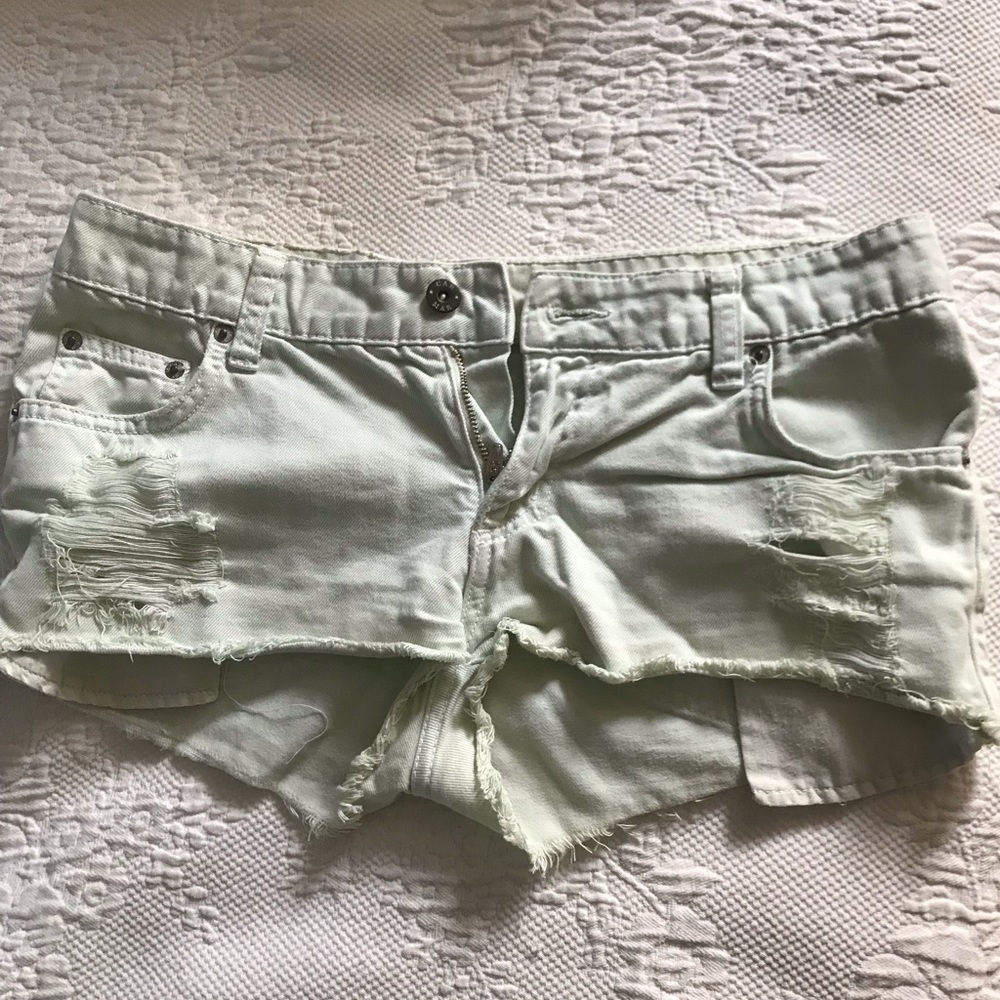 Mint green Carmar denim shorts